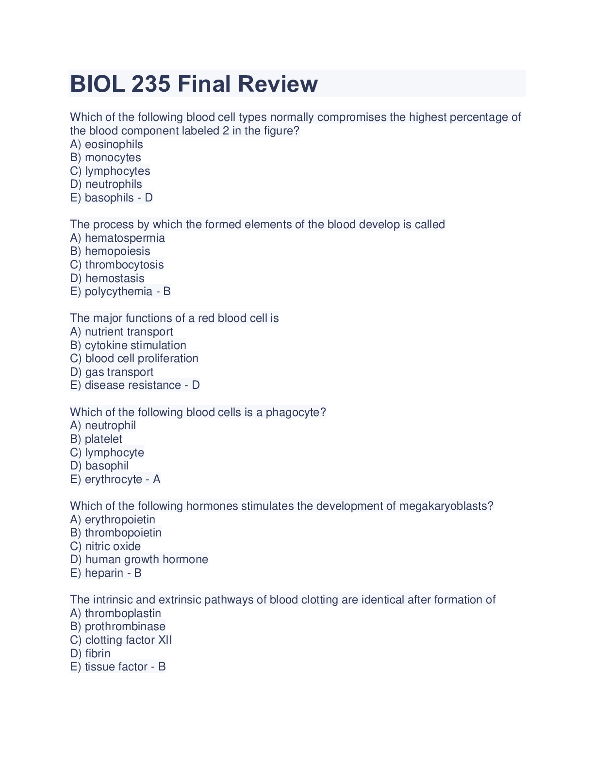 Preview image of BIOL 235 Final Review Exam document