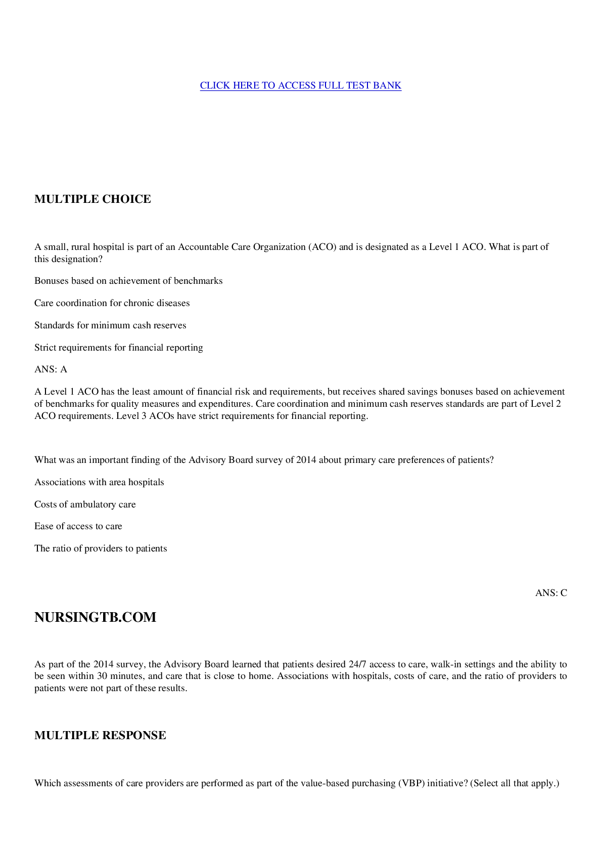 Preview image of TEST BANK FOR Buttaro: Primary Care: A Collaborative Practice/ Interprofessional Collaborative Practice 6TH EDITION. All Chapters 1- 228 Questions And Answers in 260 Pages. All Answers Are Correct. document