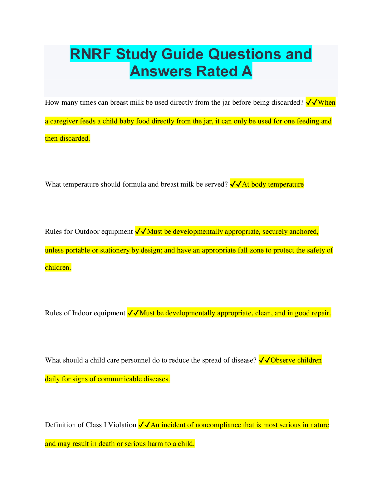 Preview image for NAB NHA and CORE Questions and  Answers Rated A+