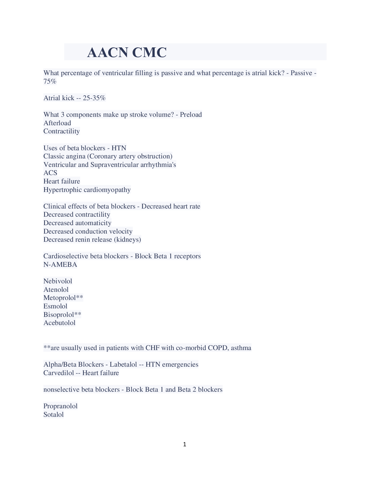 Preview image of AACN CMC EXAM LATEST UPDATE document