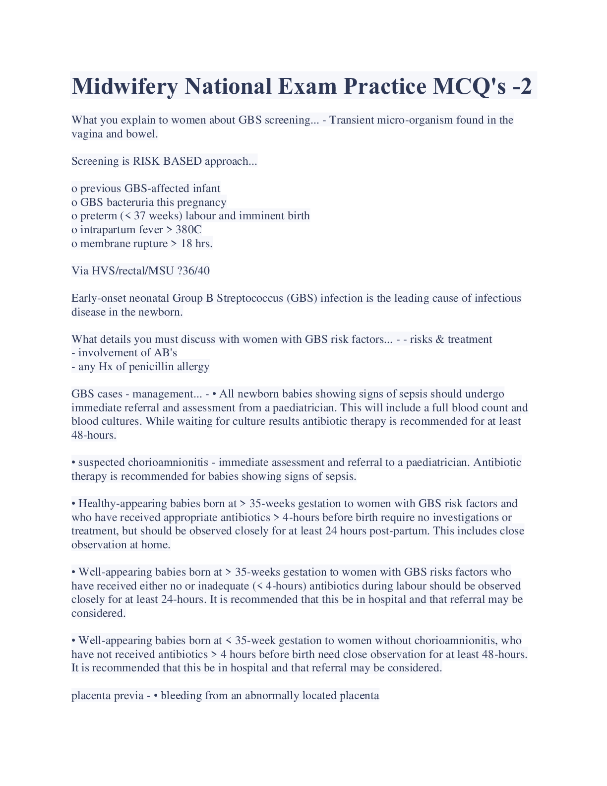 Preview image for Midwifery National Exam Practice Questions And Answers 2023