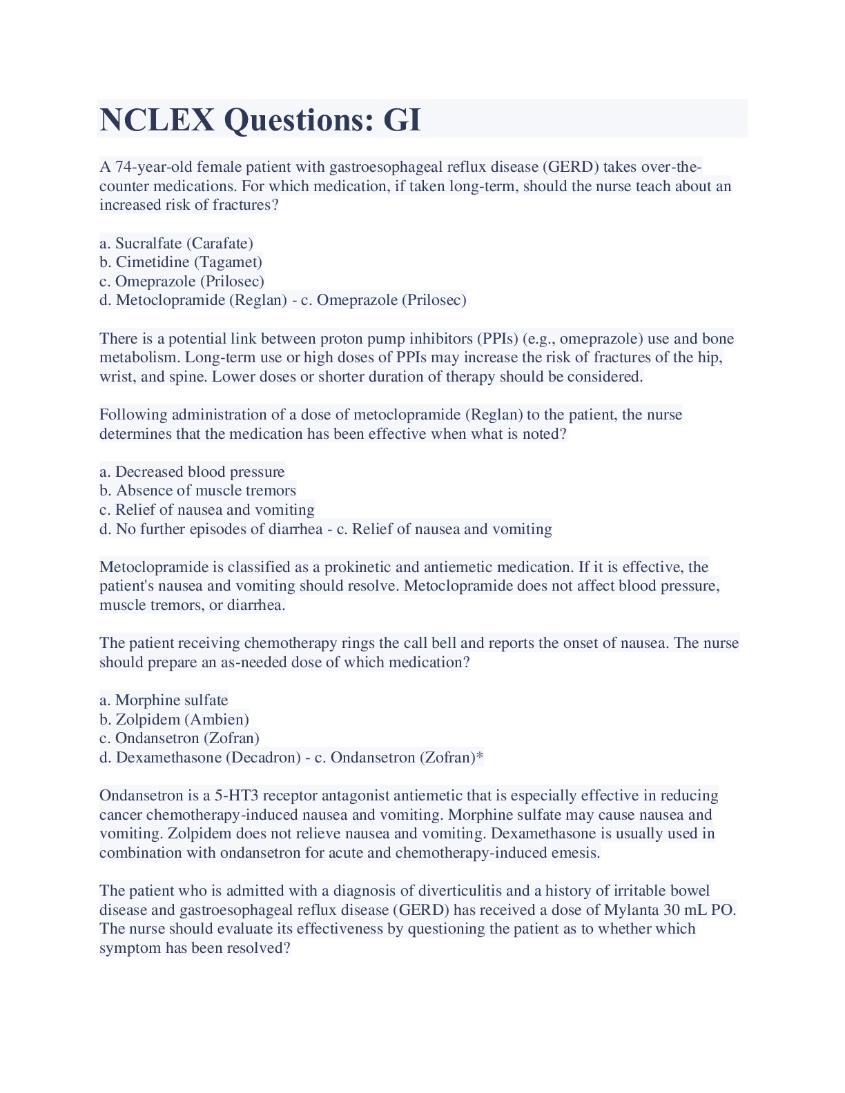 Preview image for NCLEX Questions: GI Exam With Complete Solution