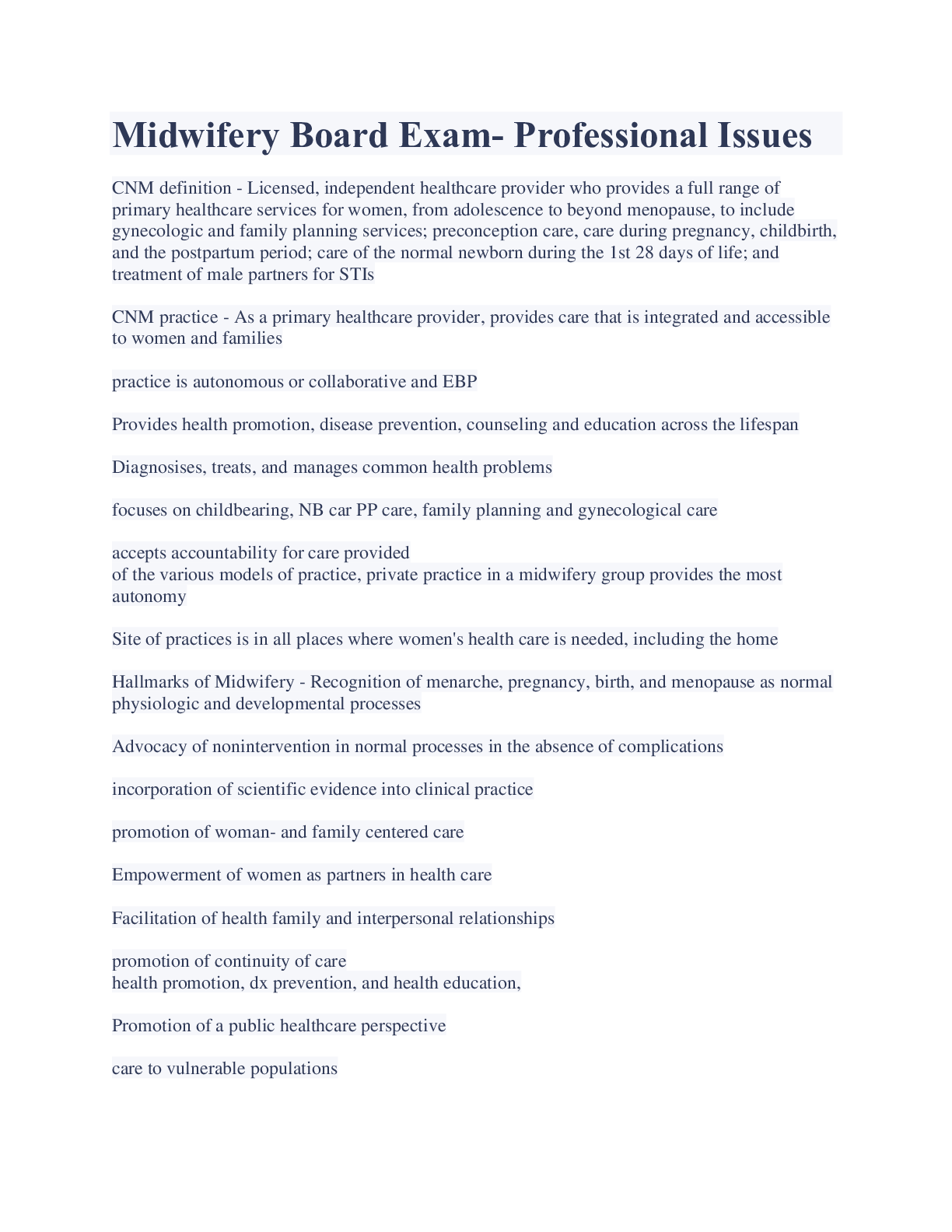 Preview image for Midwifery Board Exam- Professional Issues Latest Updates