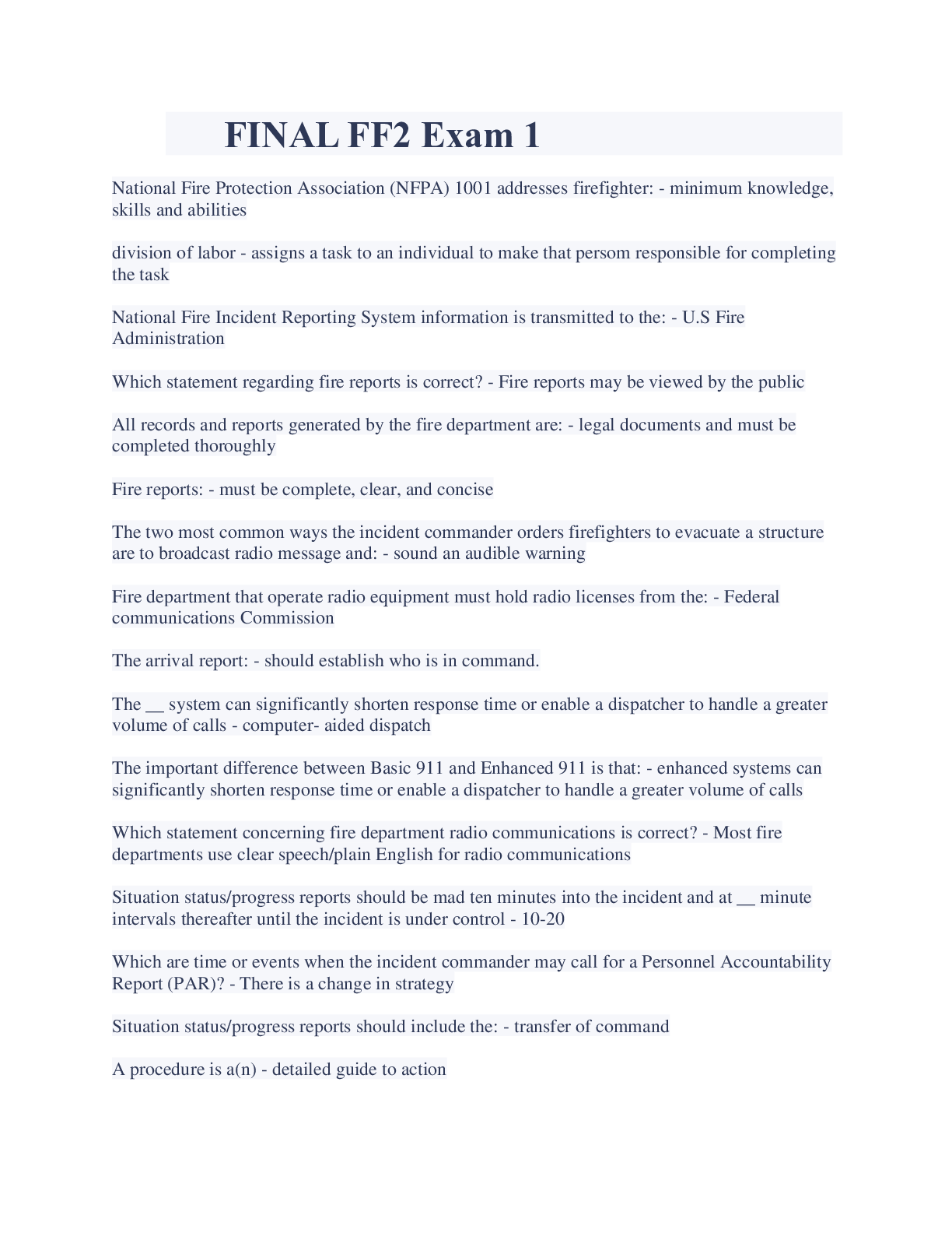 Preview image for FINAL FF2 Exam 1 A Level Proven 100%