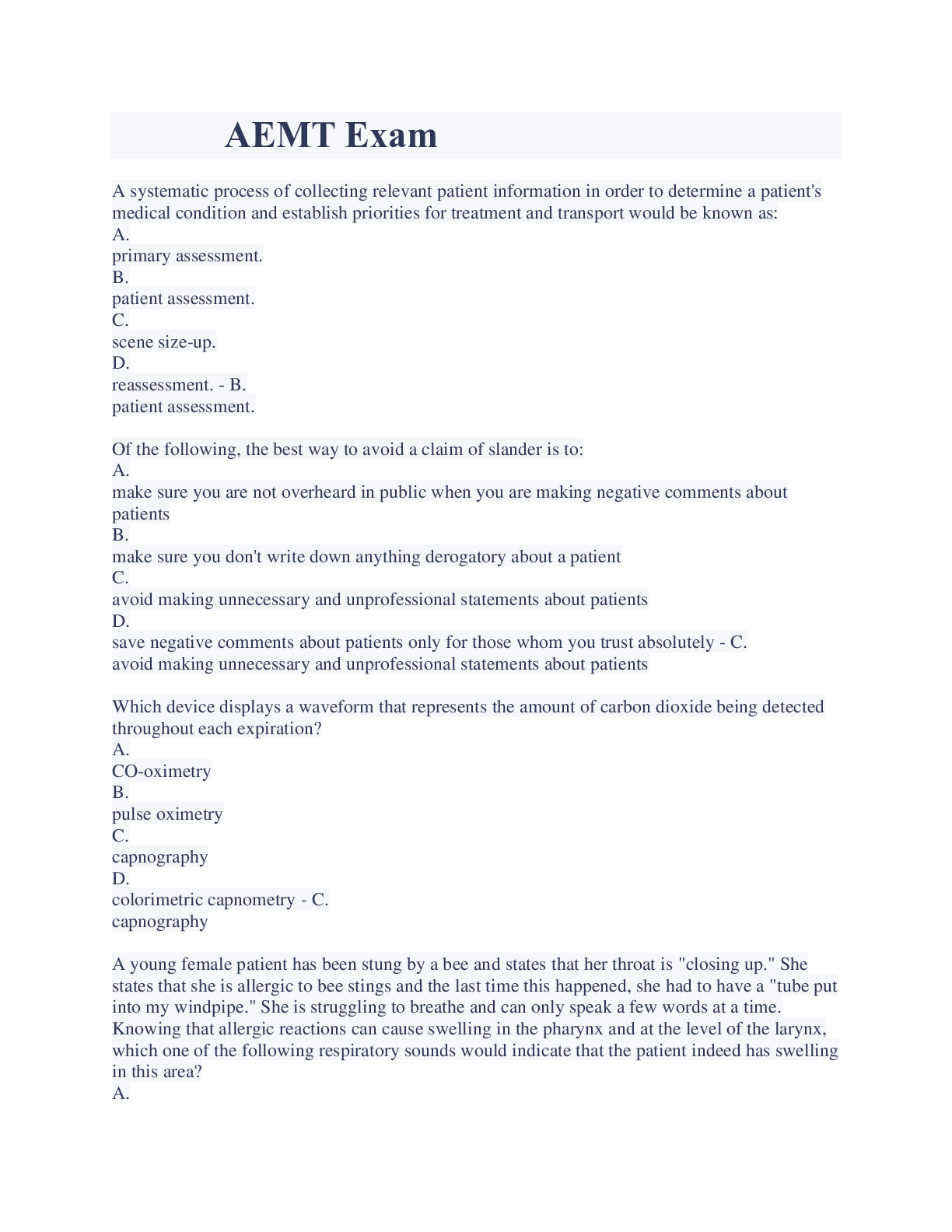 Preview image for AEMT Exam Latest Update With Complete Solution