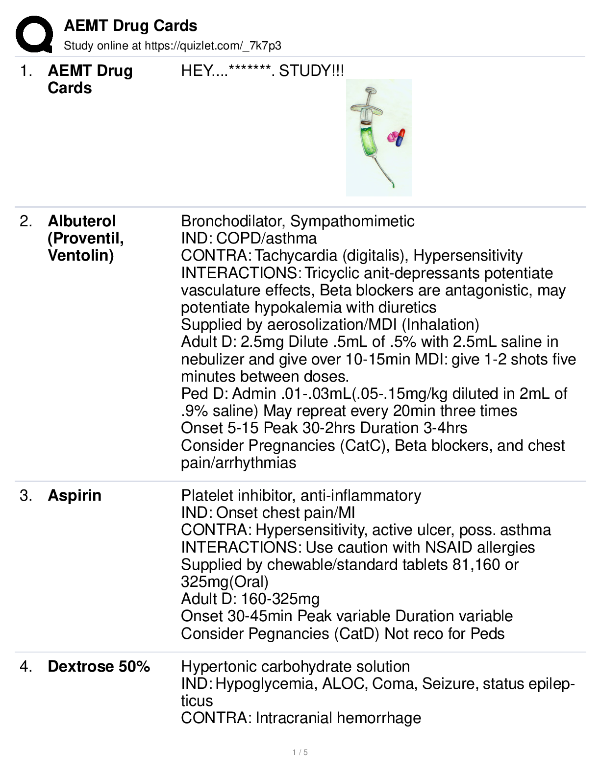 Preview image for AEMT Drug Cards Exam Latest 2023