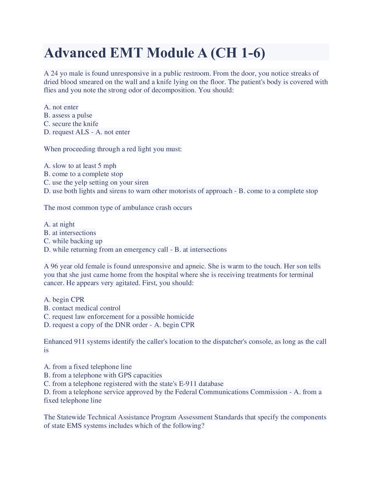 Preview image for Advanced EMT Module A (CH 1-6) Latest Updates