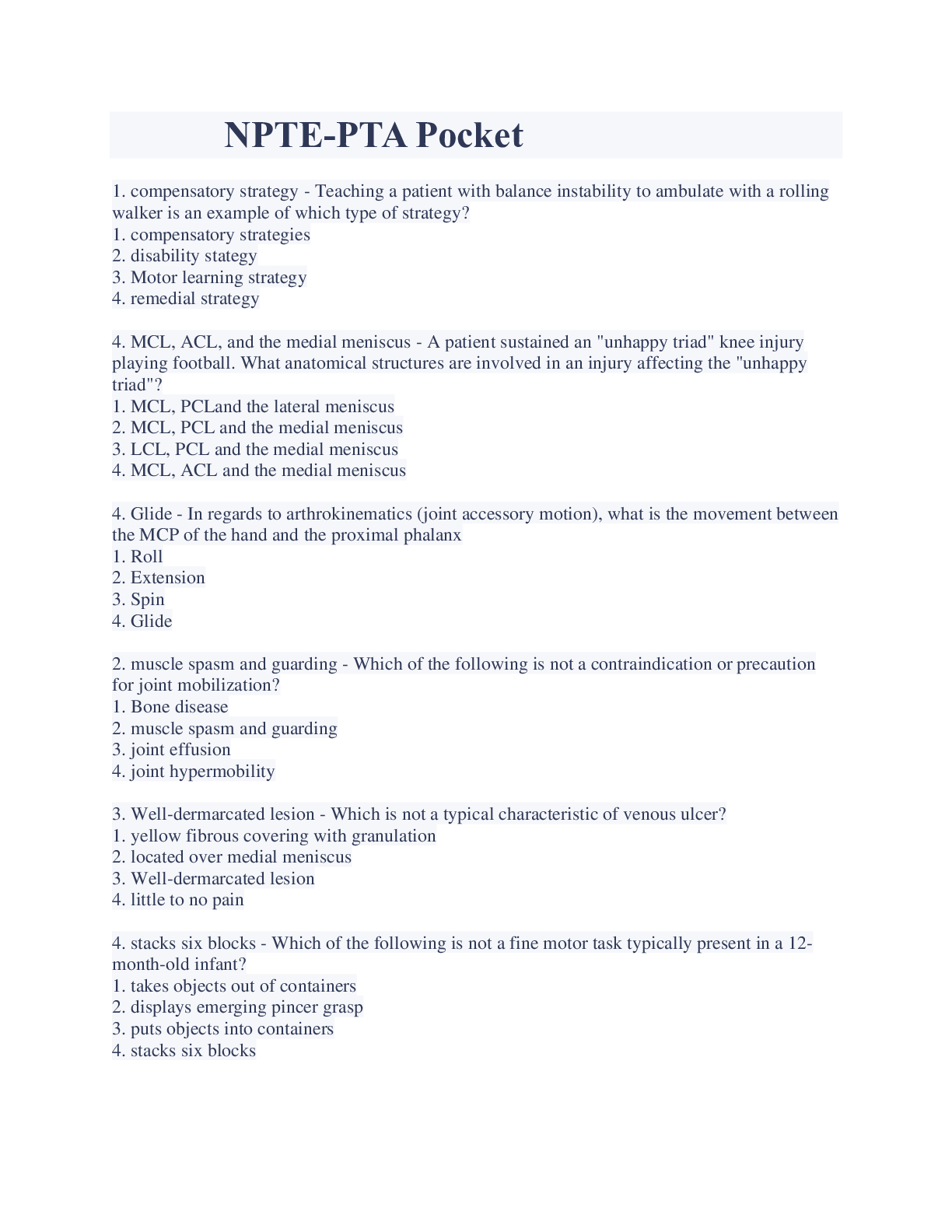 Preview image for NPTE-PTA Pocket Exam 2023