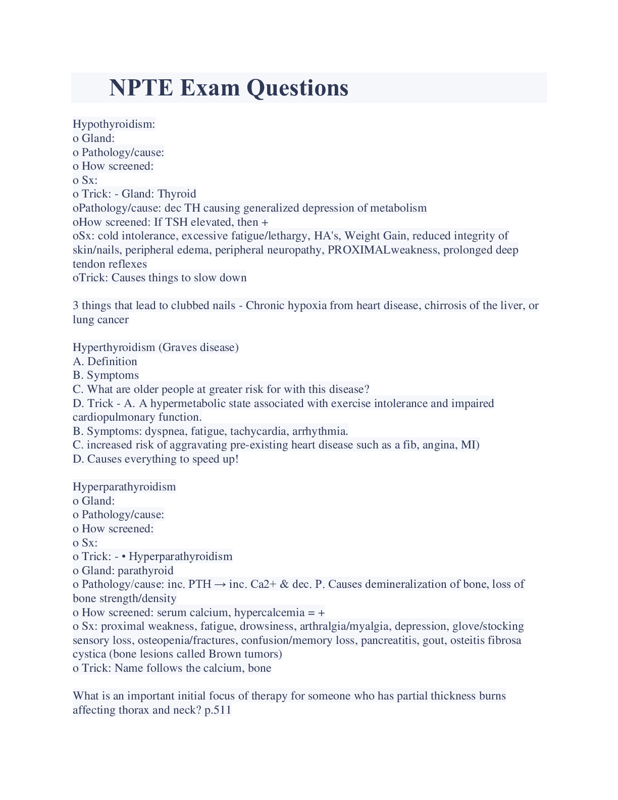 Preview image for NPTE Exam Questions And Answers Verified 100%