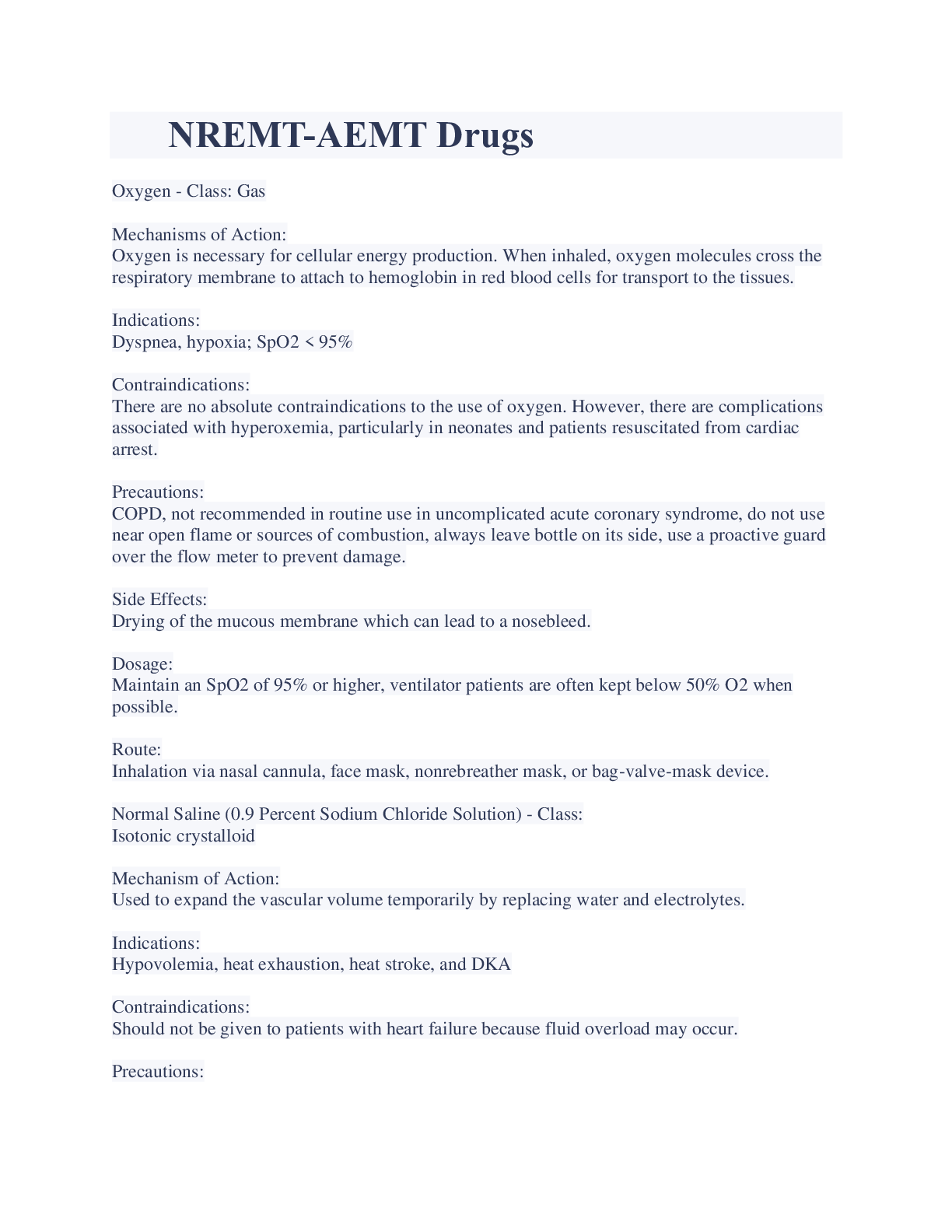 Preview image for NREMT-AEMT Drugs Exam With Complete Solution