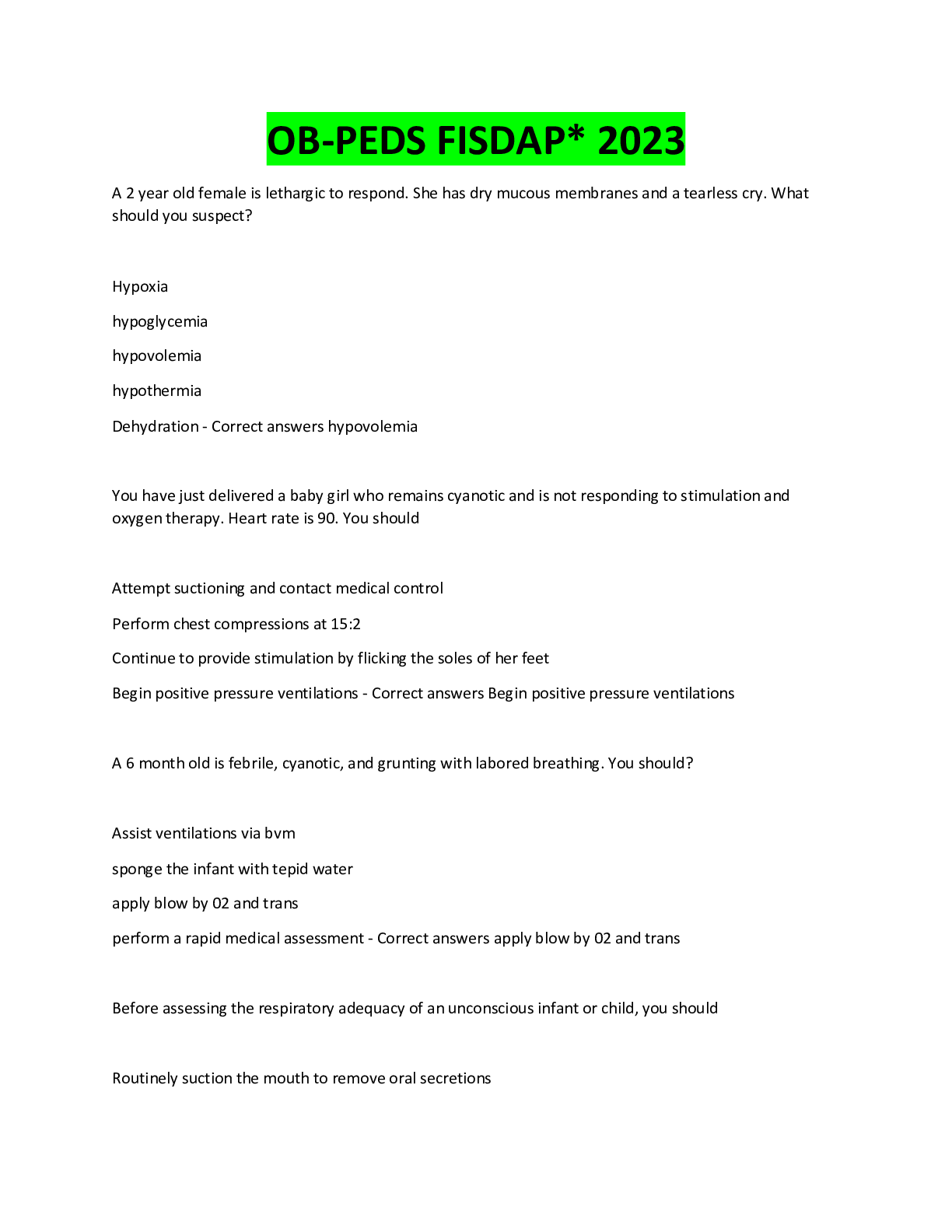 Preview image for OB-PEDS FISDAP* 2023