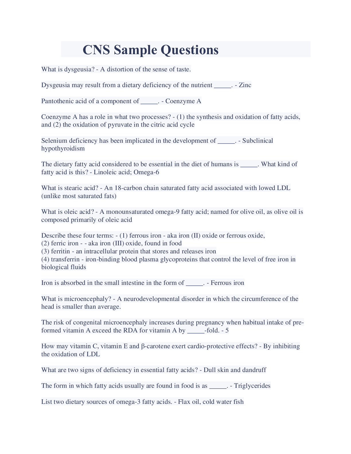 Preview image for CNS Exam Questions And Answers 2023