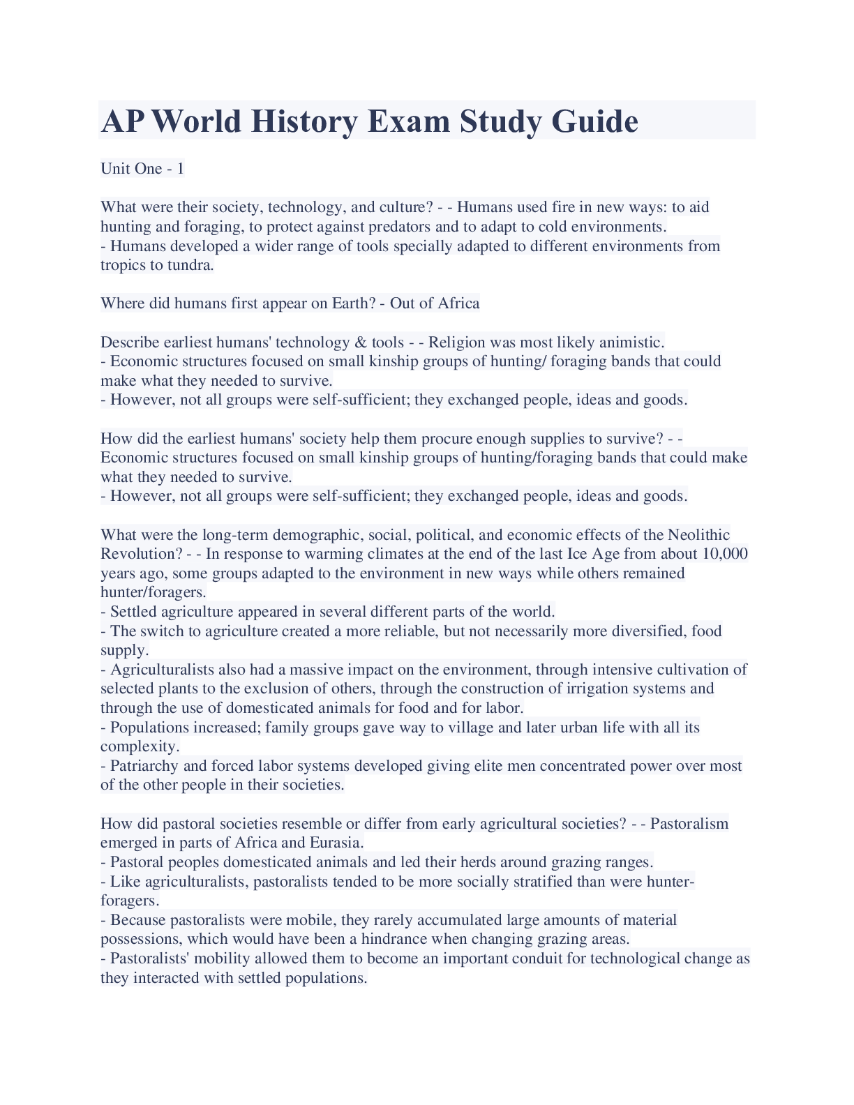 Preview image for AP World History Exam Study Guide Latest