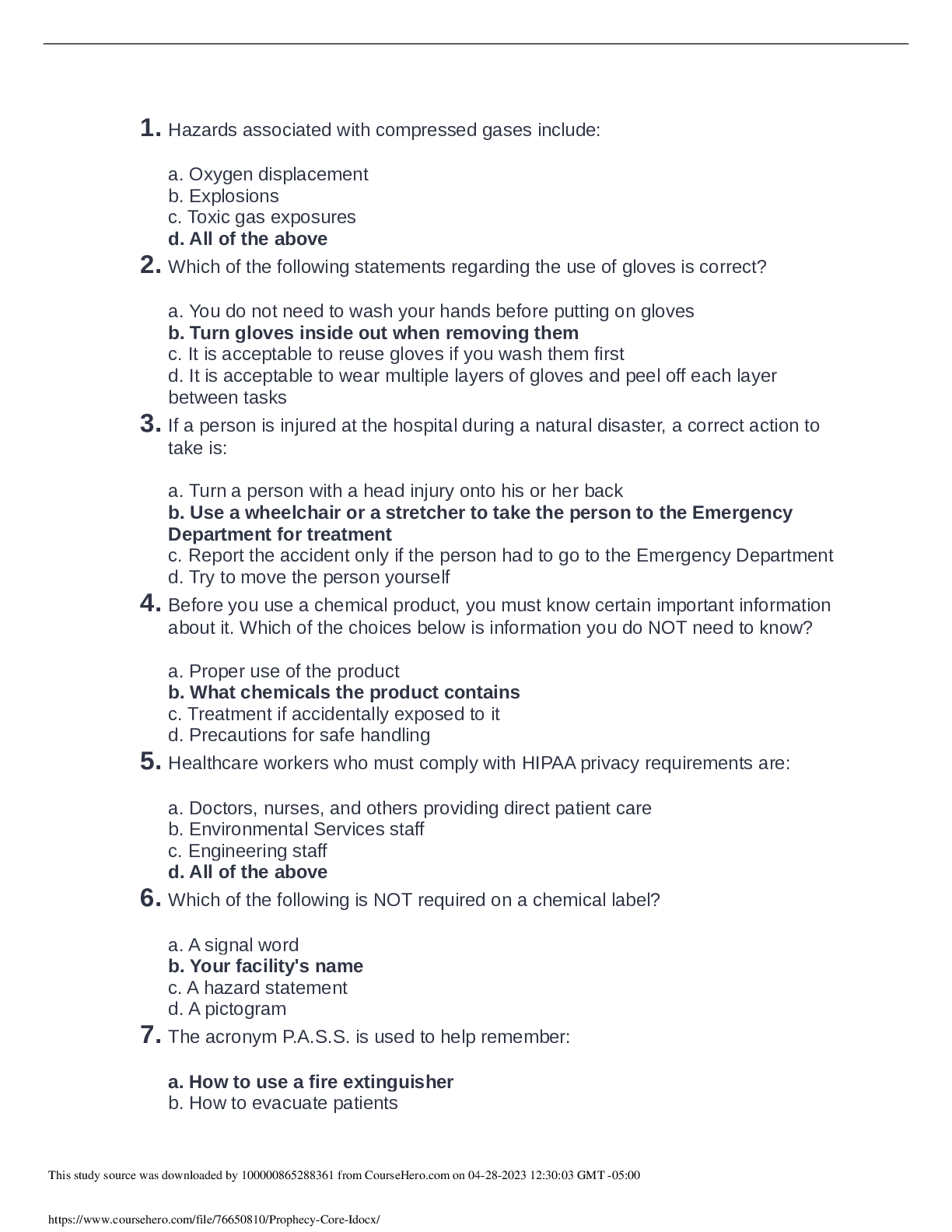 Preview of NURS 111/Prophecy Assessments - Core Mandatory Part I (100% Grade A+ score)