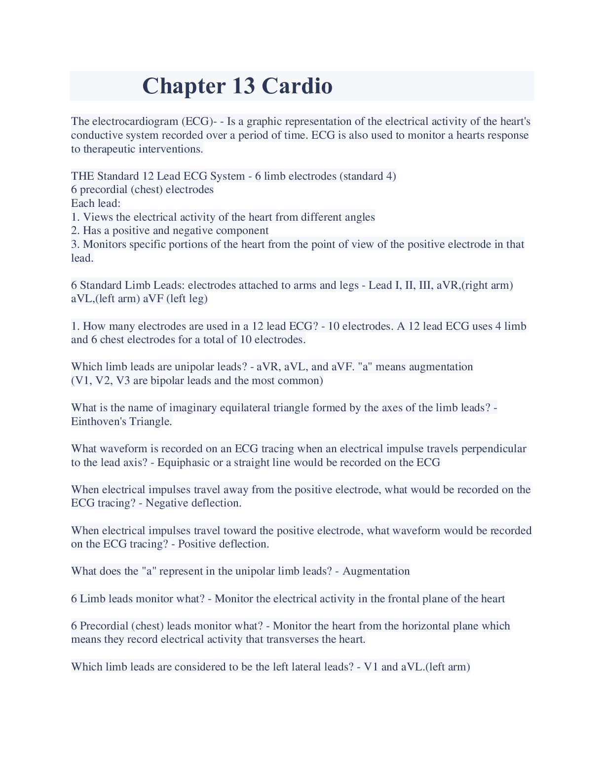 Preview image for Chapter 13 Cardio Exam With Complete Solution