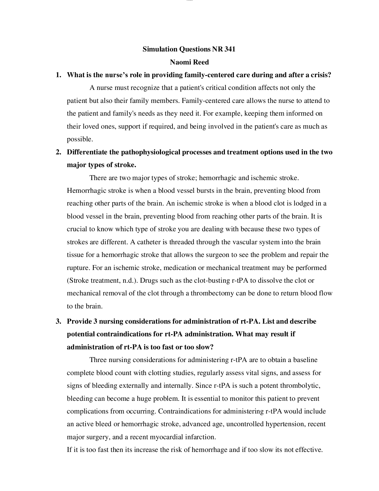 Preview image for SOLVED - Elaborated Complex Adult Health NR-341 Naomi Reed Sim Qs - SIM QUESTIONS - 2023