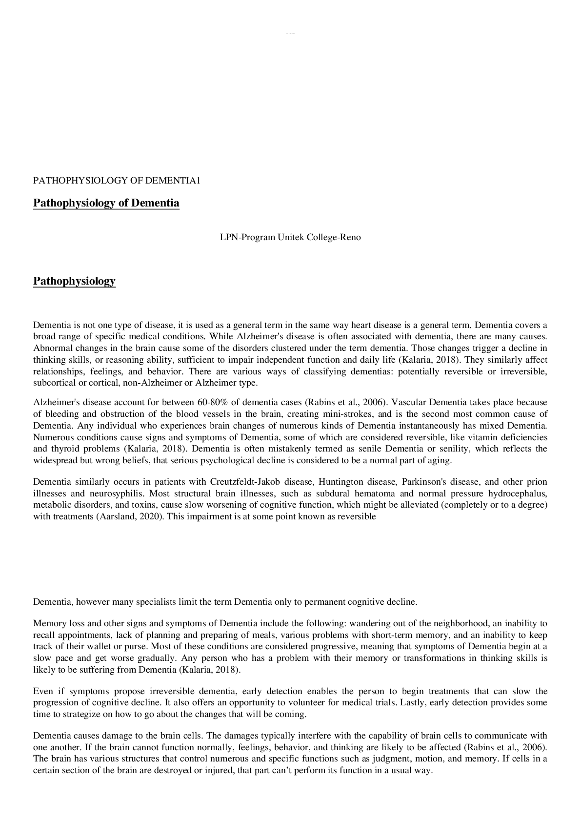 Preview image for Dementia Patho Assignment Final version