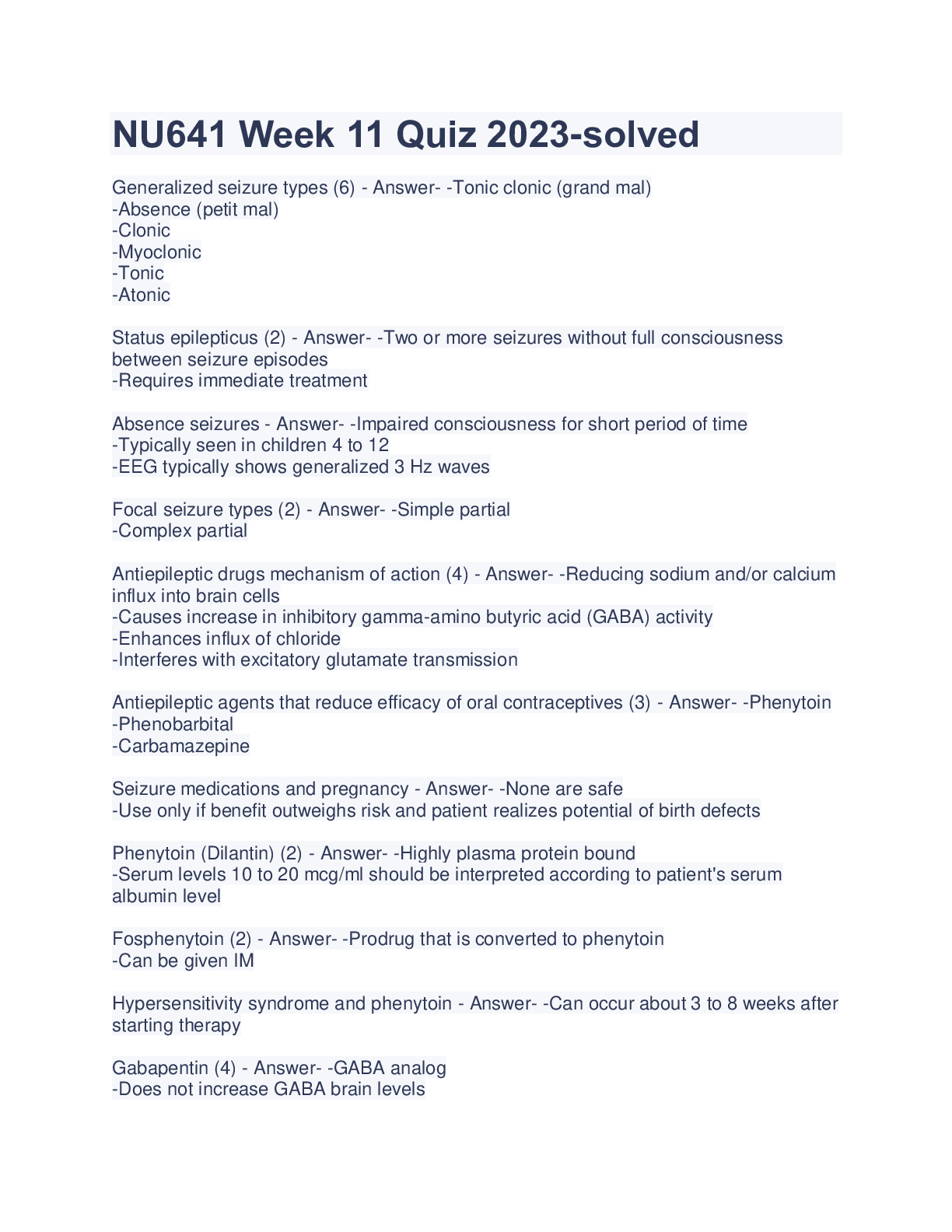 Preview image of NU641 Week 11 Quiz 2023-solved document