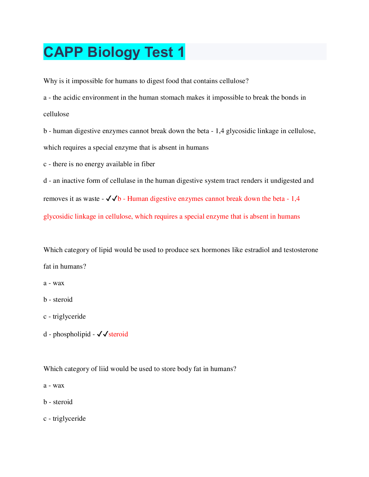 Preview image of CAPP Biology Test 1 document