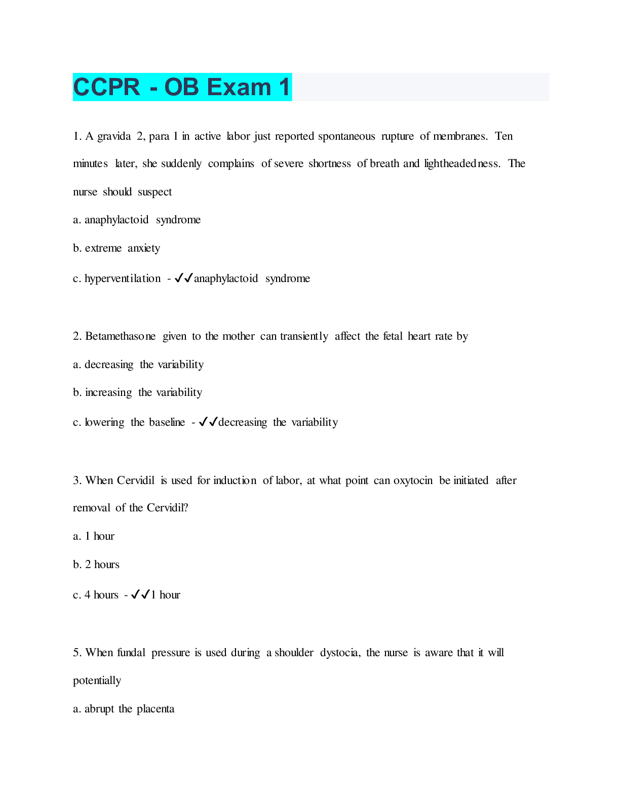 Preview image of CCPR - OB Exam 1 document