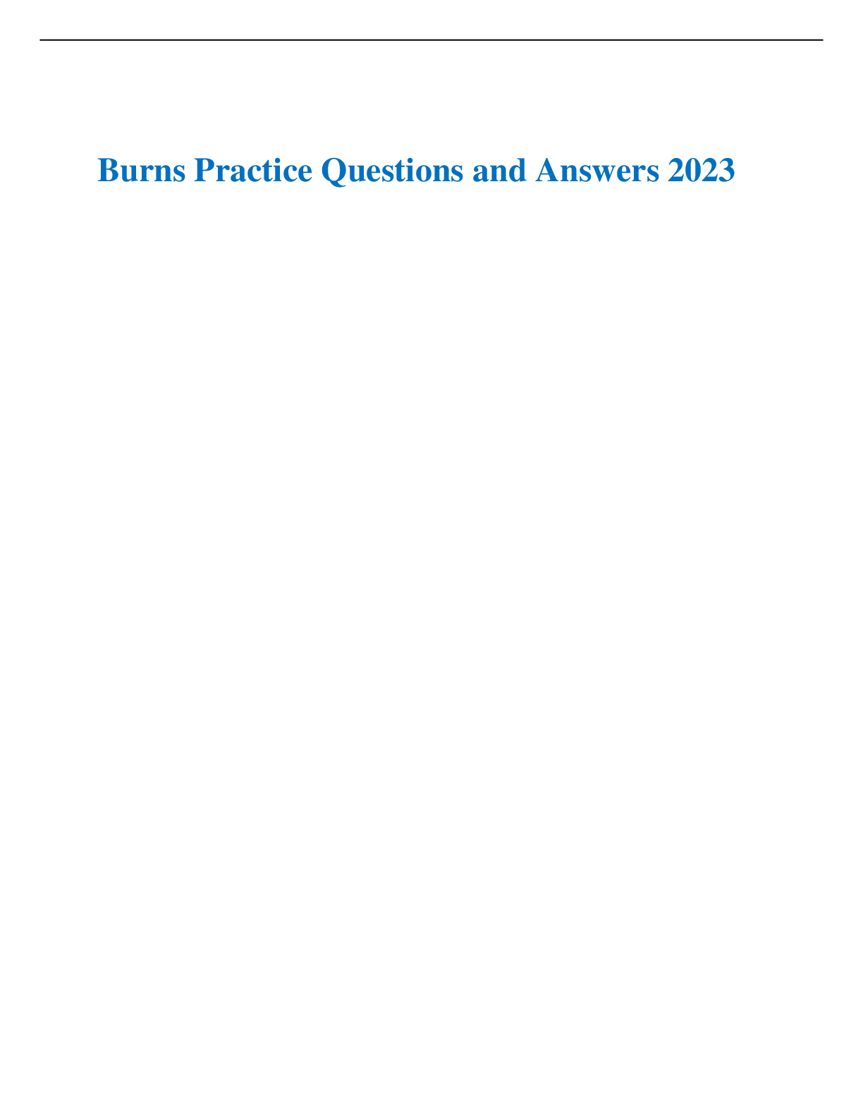 Preview image for Burns Practice Questions and Answers with Rationales 2023