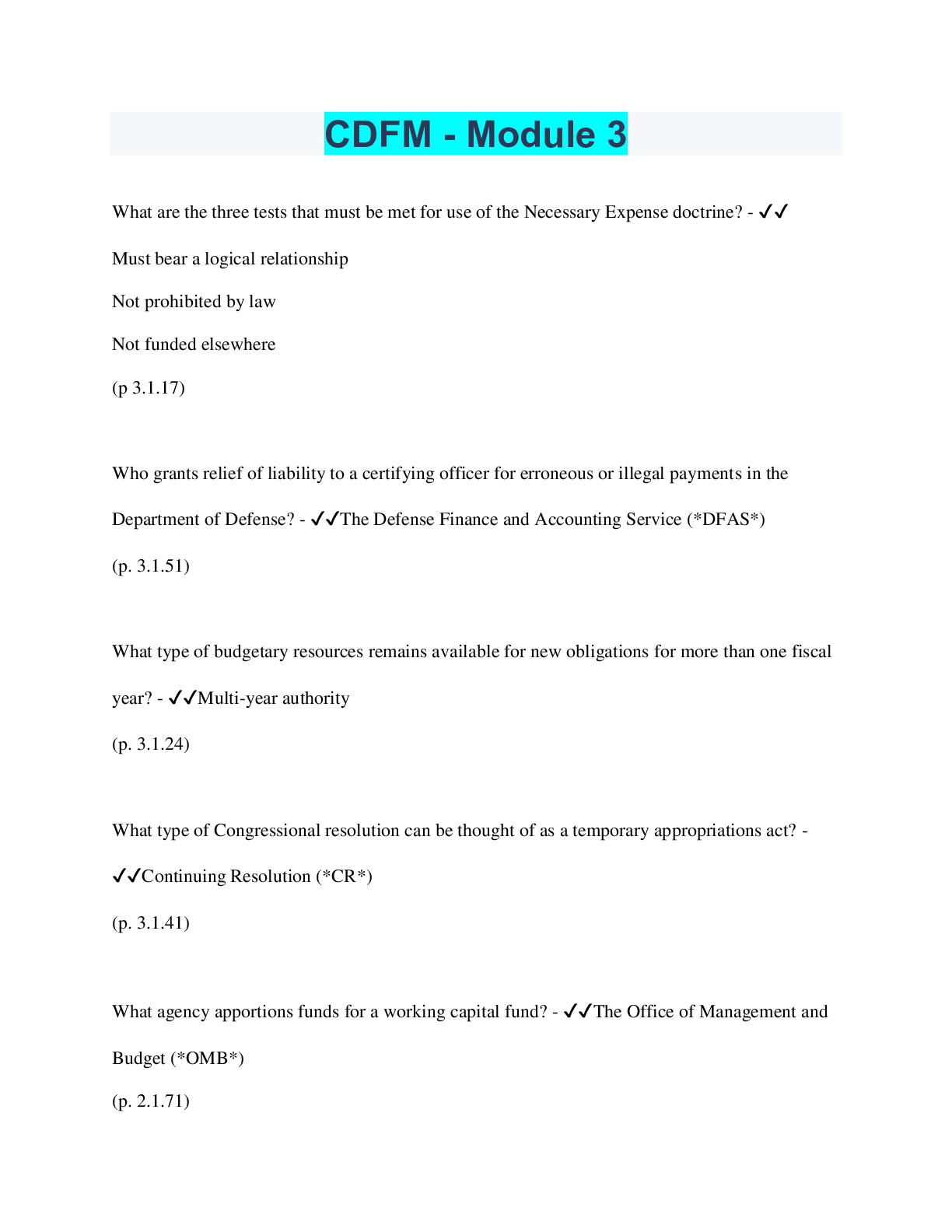 Preview image of CDFM - Module 3 document