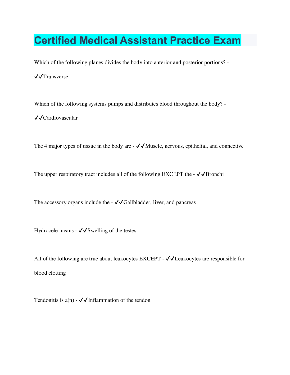 Preview image of Certified Medical Assistant Practice Exam document