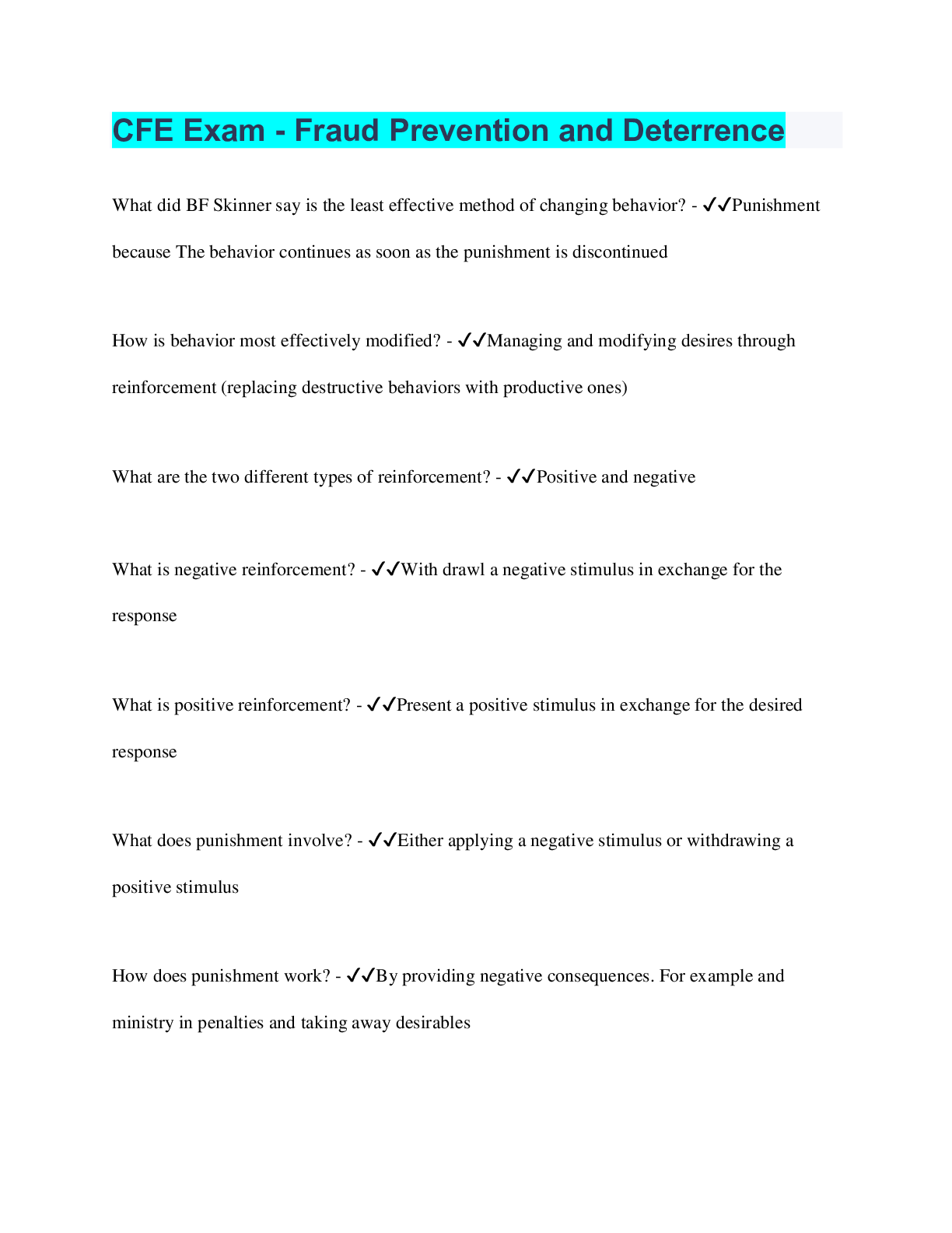 Preview image of CFE Exam - Fraud Prevention and Deterrence document