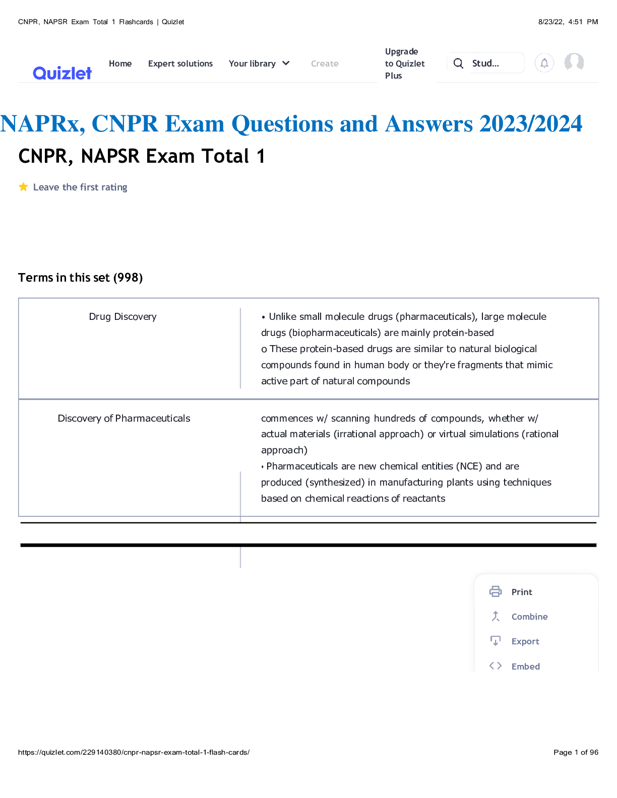 NAPRx, CNPR Exam Questions and Answers 2023/2024