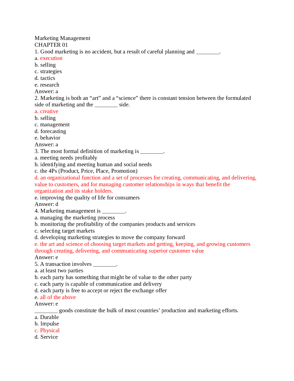 Preview image of Marketing Management MCQs document