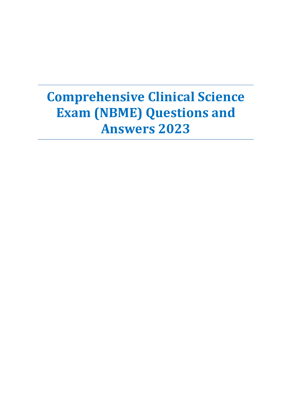 Preview image for Comprehensive Clinical Science Exam (NBME) Questions and Answers 2023