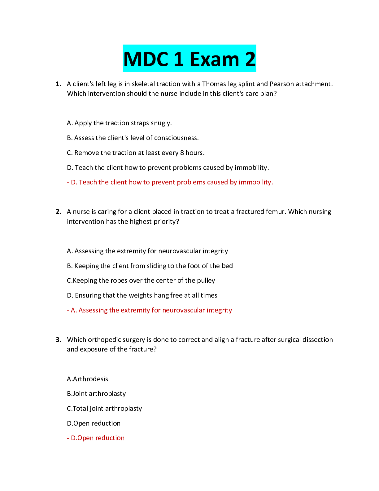 Preview of NUR 2356  NUR2356Multidimensional Care I  MDC 1Exam 2 (Latest 2023 2024)Rasmussen