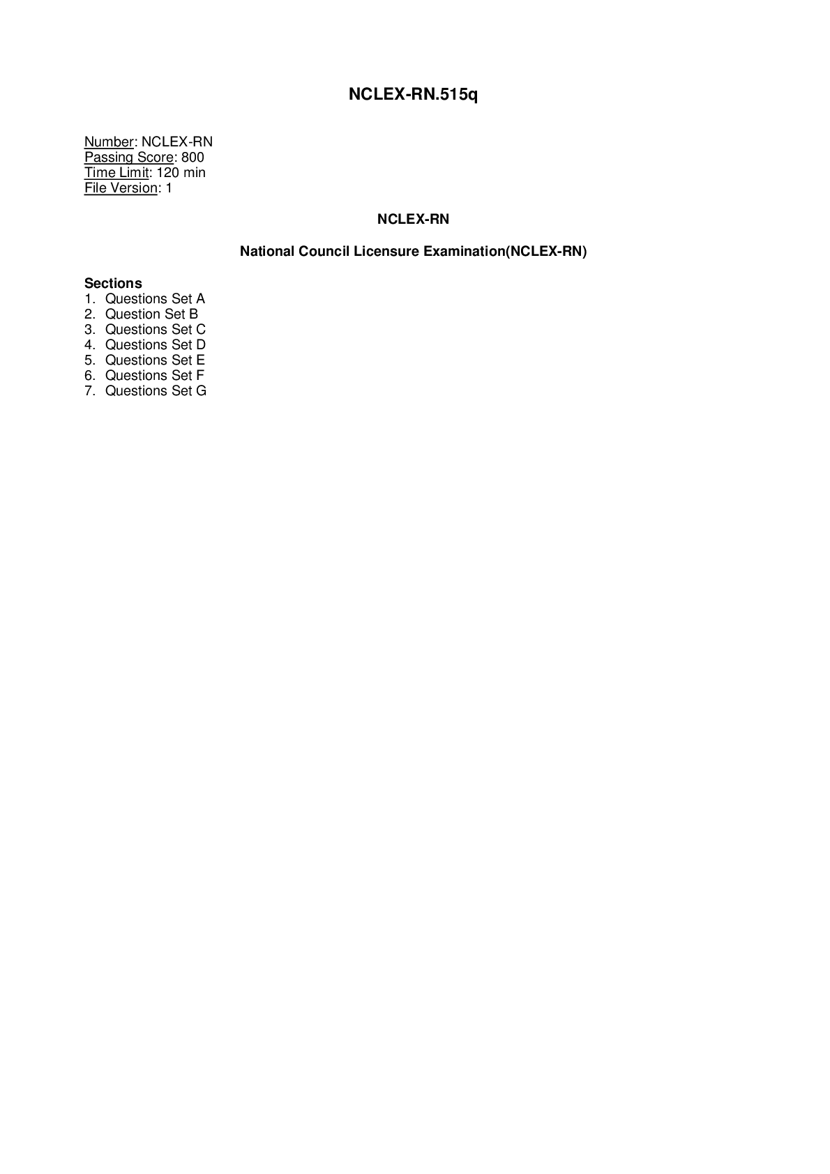 Preview image of NCLEX-RN 515 Exam Dump Questions 2023 document