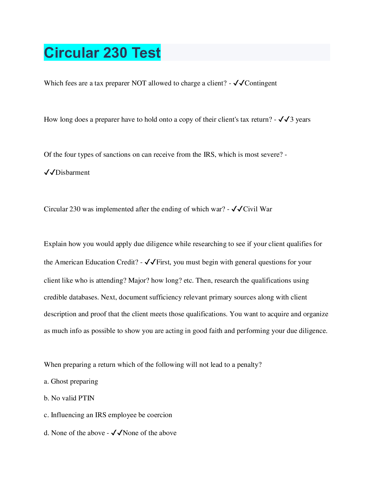 Preview image of Circular 230 Test document