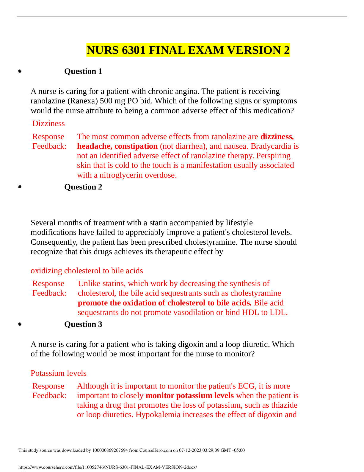Preview image of NURS 6301 FINAL EXAM VERSION 2 document