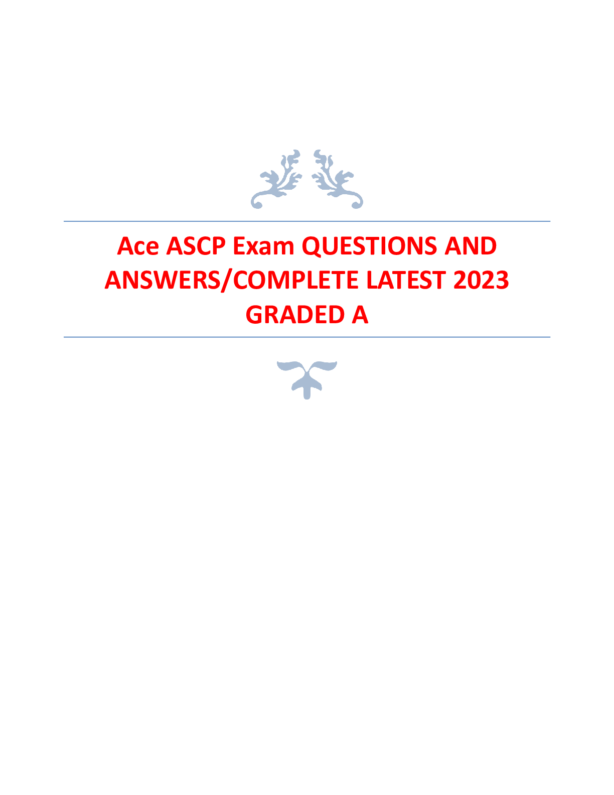 Preview image of Ace ASCP Exam Study Guide 2022 with complete solution document