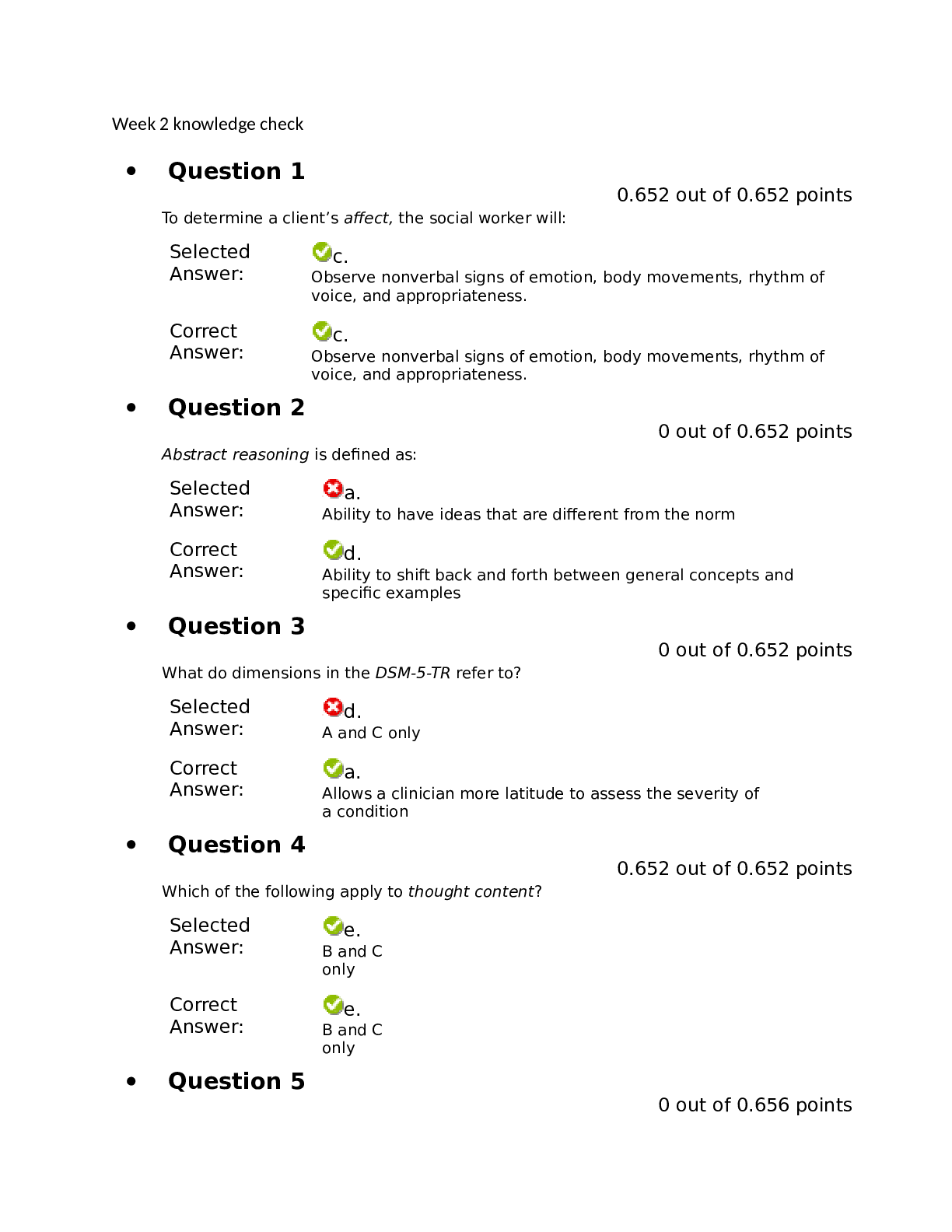 Preview image of SOCW 6090 Week 2 Knowledge Check 2023 document