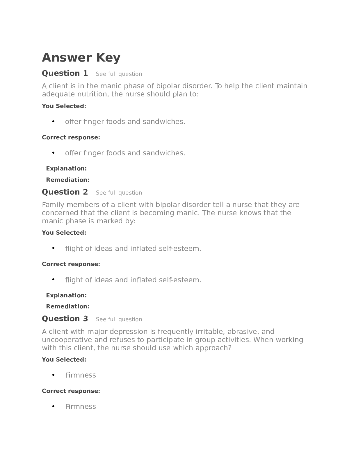 Preview image of Mood, Adjustment, Dementia Disorders Completed Test document