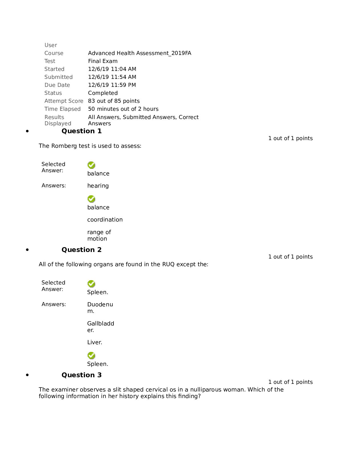 Preview of nurs 6620 advanced health assessment final exam 2019