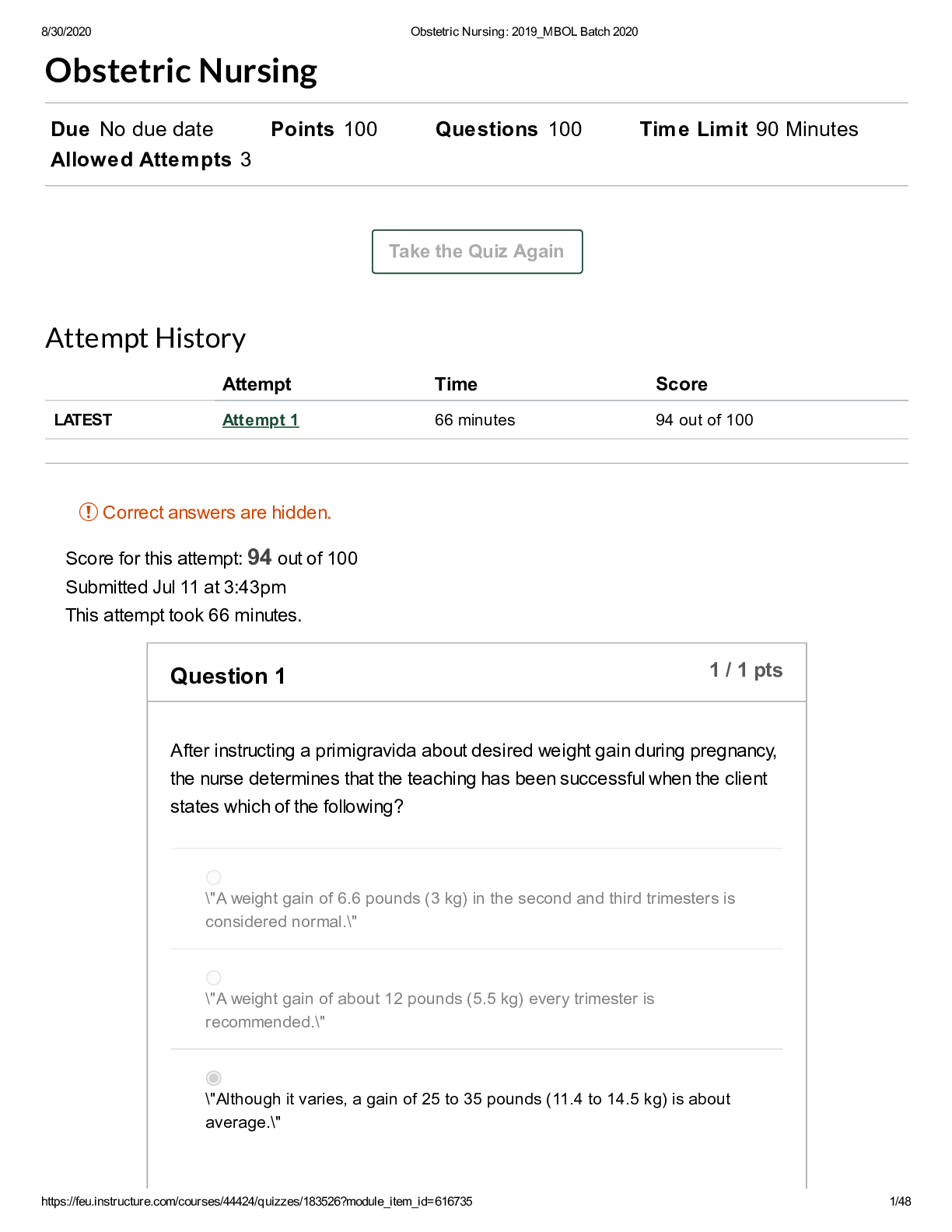 Preview image of Obstetric Nursing Final Exam Answered document