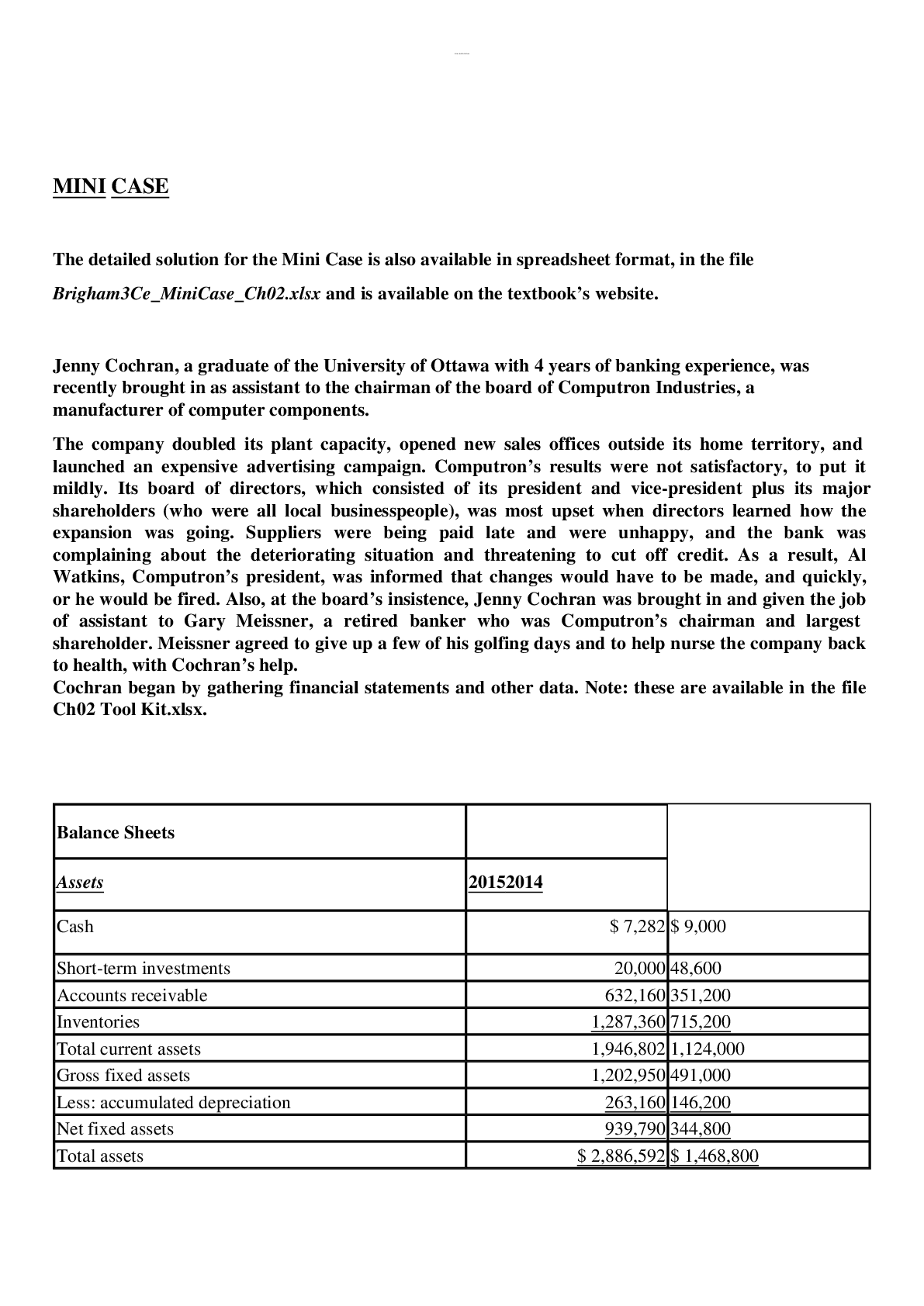 Preview image of FMGT 3510 Chapter 2 MINI CASE Assignment 1 Solution SET document