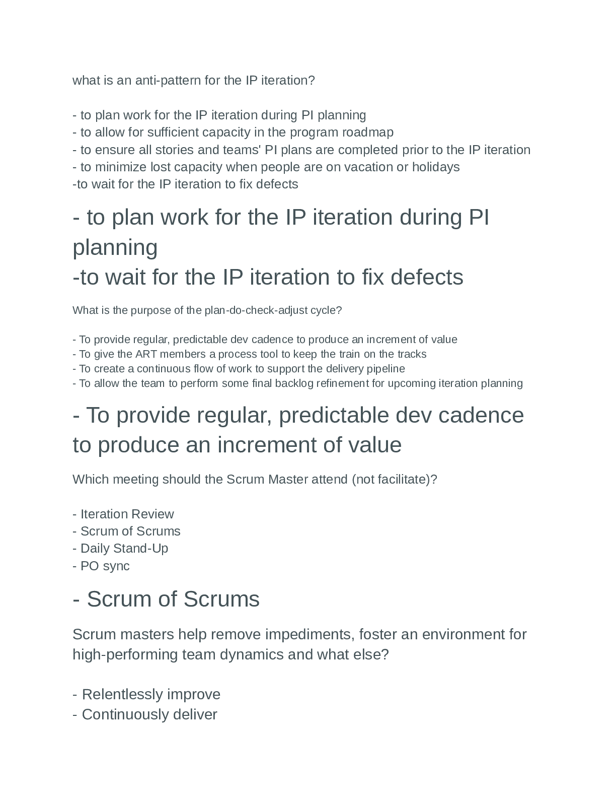 Preview image of SAFe 5.0 Scrum Master SSM Q4 document
