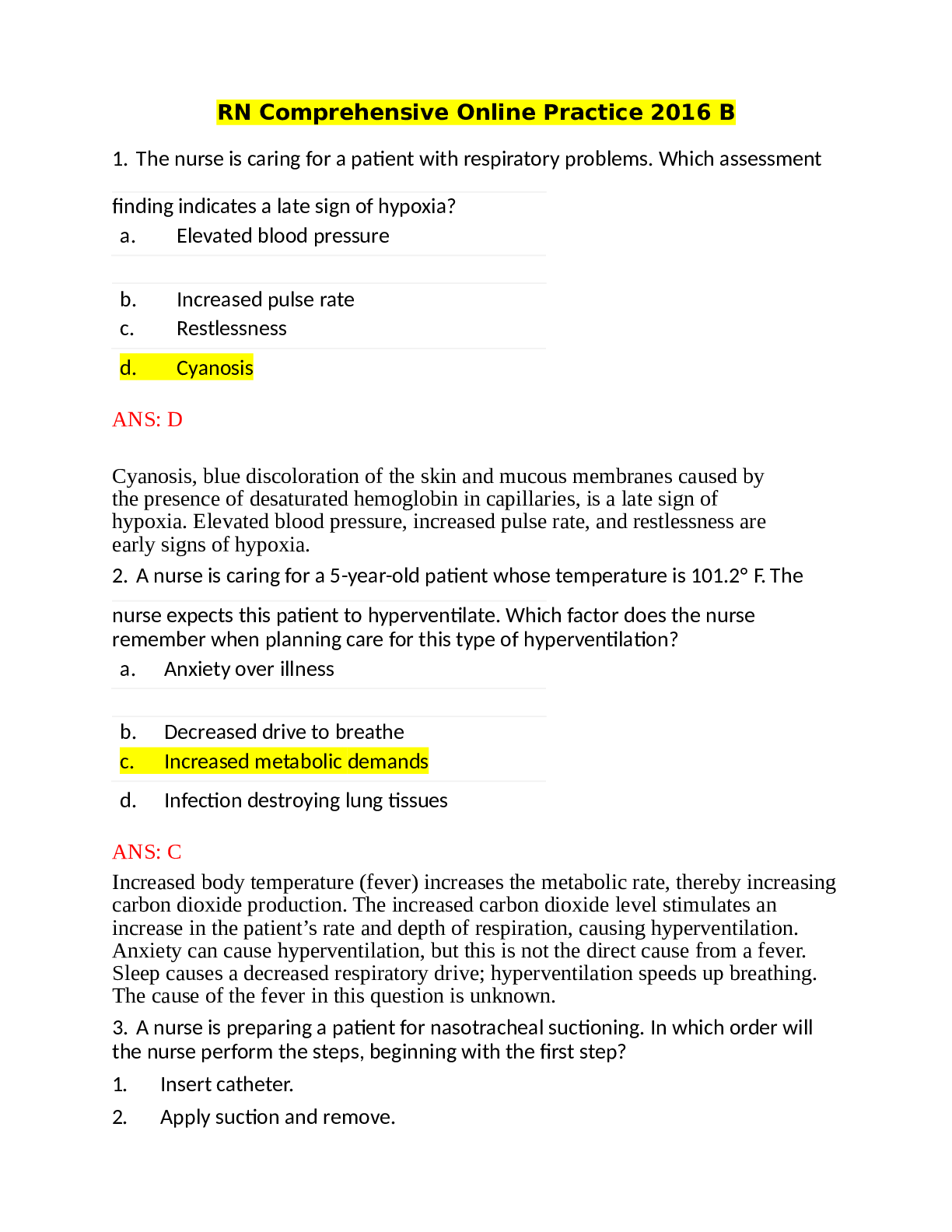 Preview image of RN Comprehensive Online Practice 2016 B document