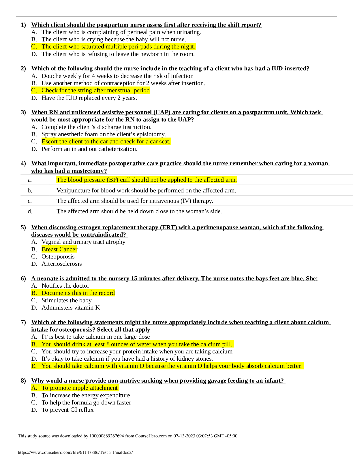 Preview image of RNSG 2208 Test 3 Final document