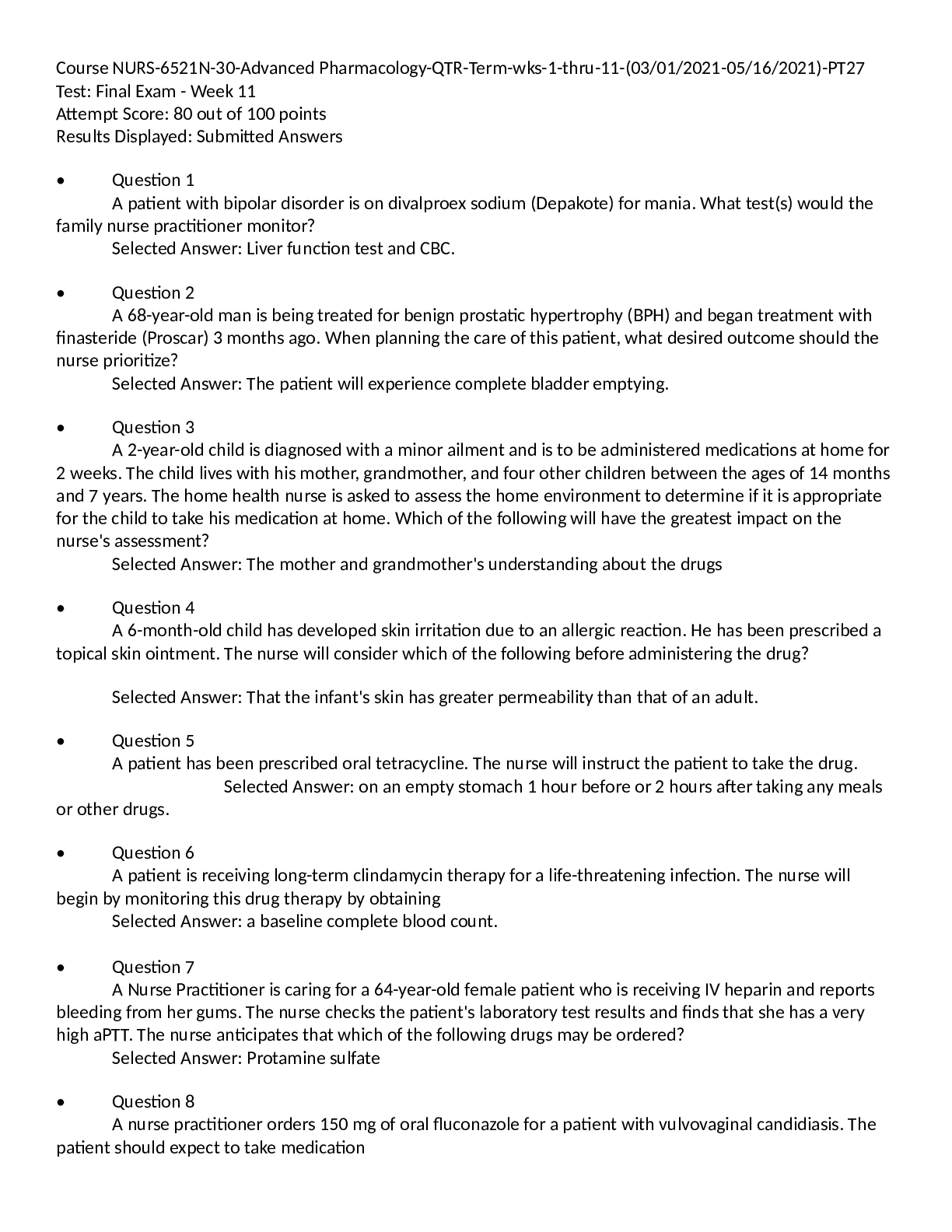 Preview image for NURS 6521 Week 11 Final exam 2023