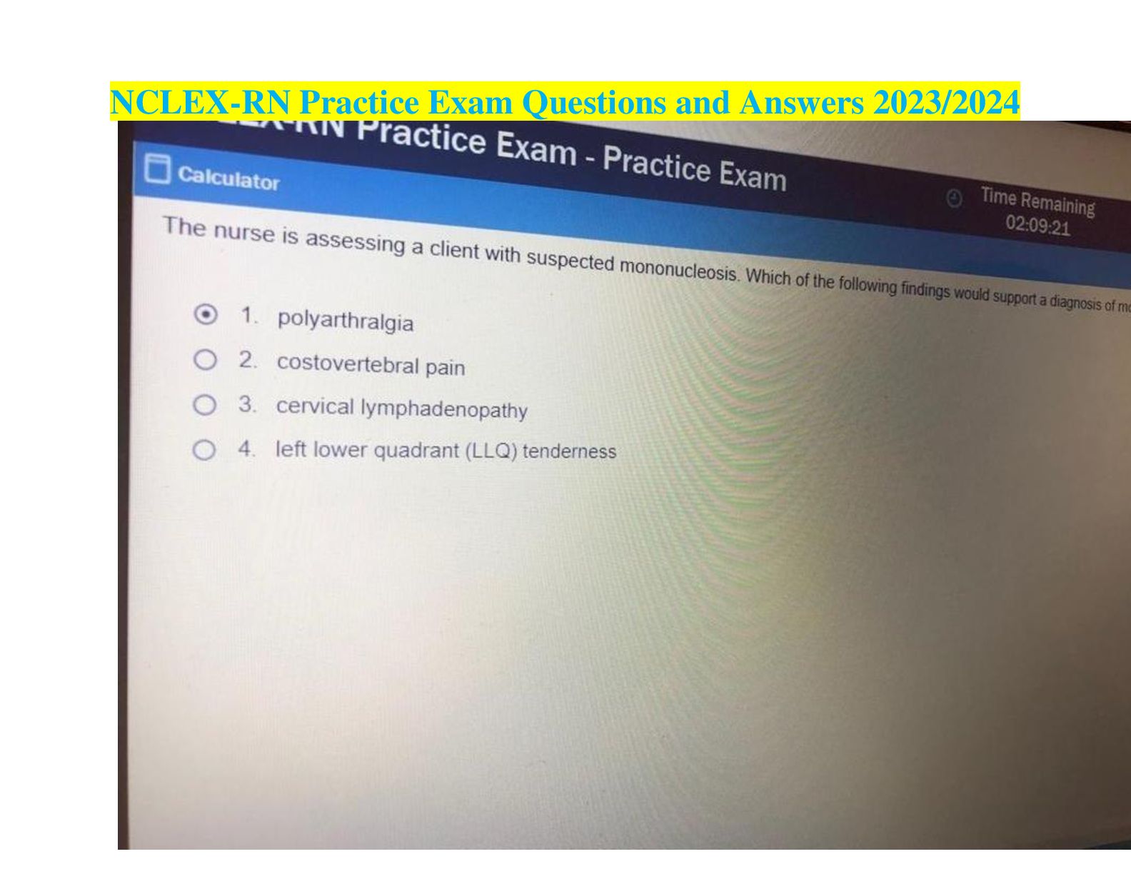 Preview image for NCLEX-RN Practice Exam Questions and Answers 2023/2024