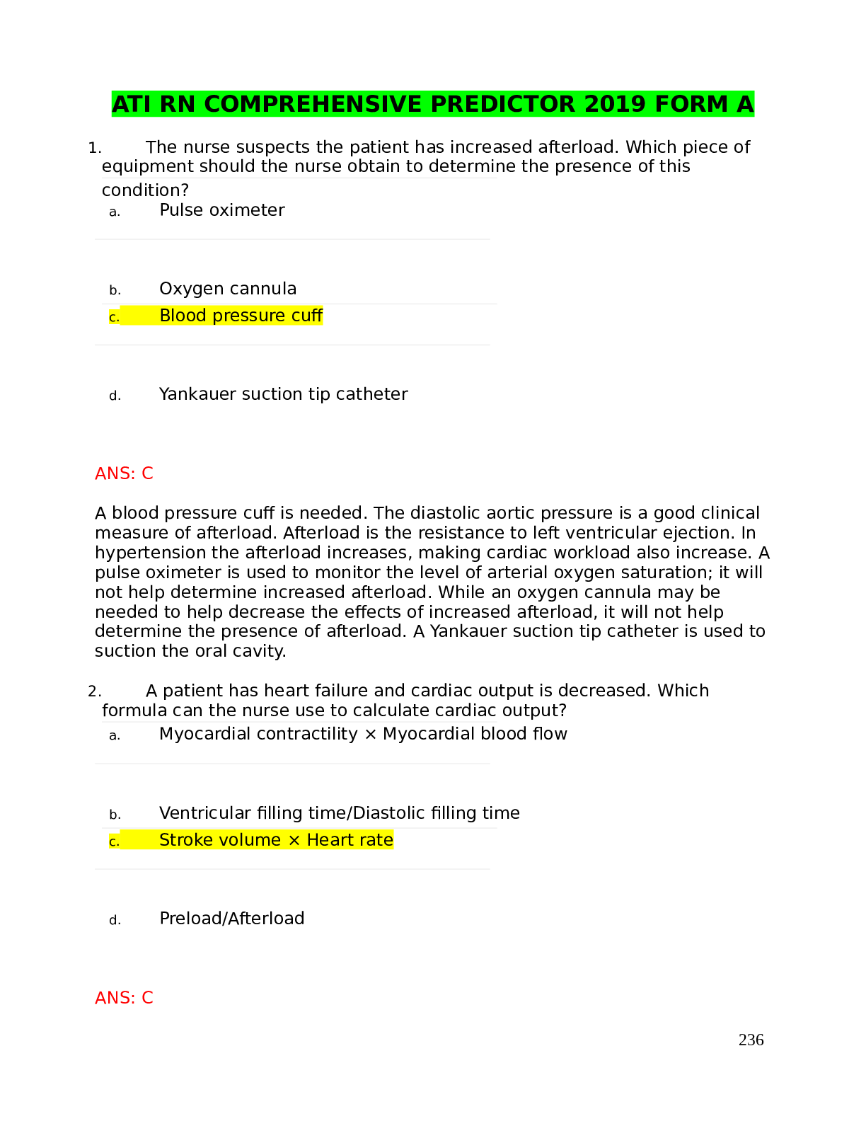 Preview image of ATI RN COMPREHENSIVE PREDICTOR 2019 FORM A document