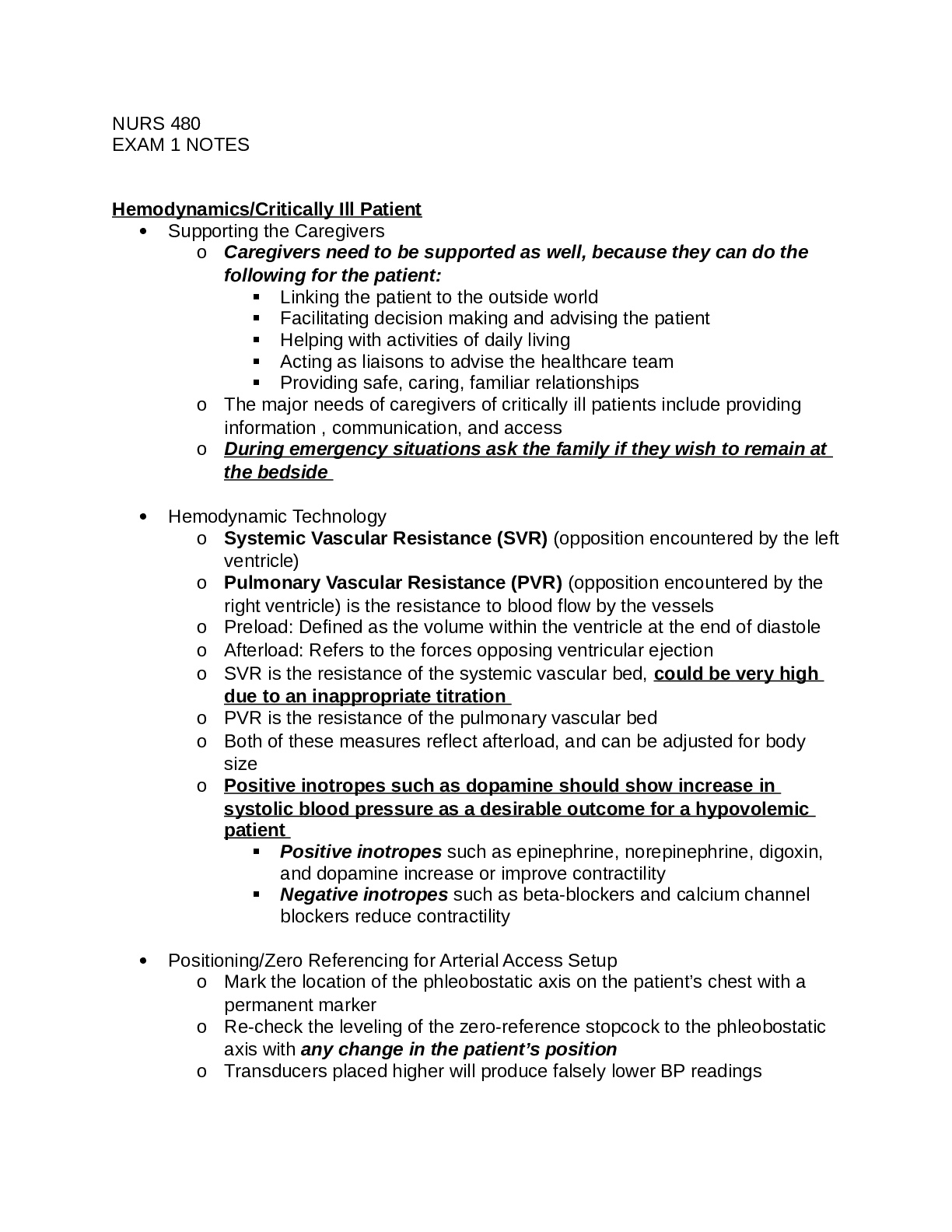 Preview image of NURS 480 - Exam 1 NOTES 2023 document