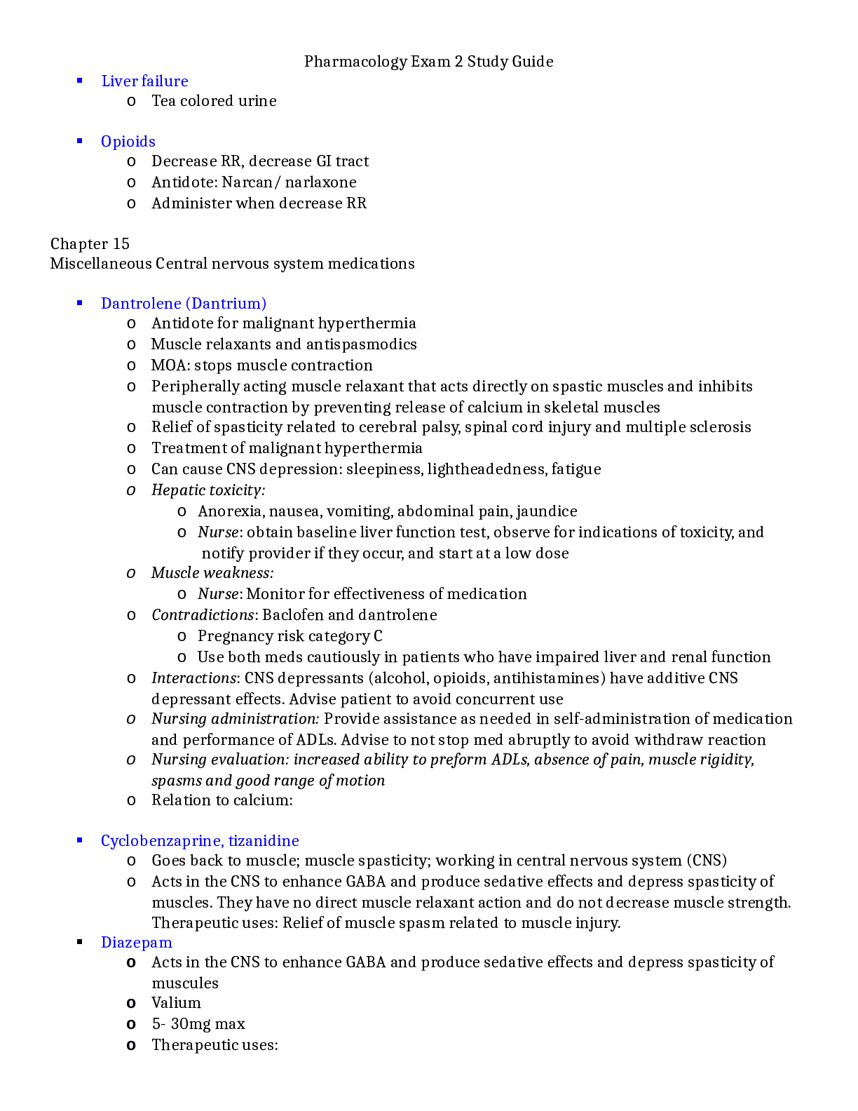 Preview image of Pharmacology Exam 2 Study Guide 2023 document