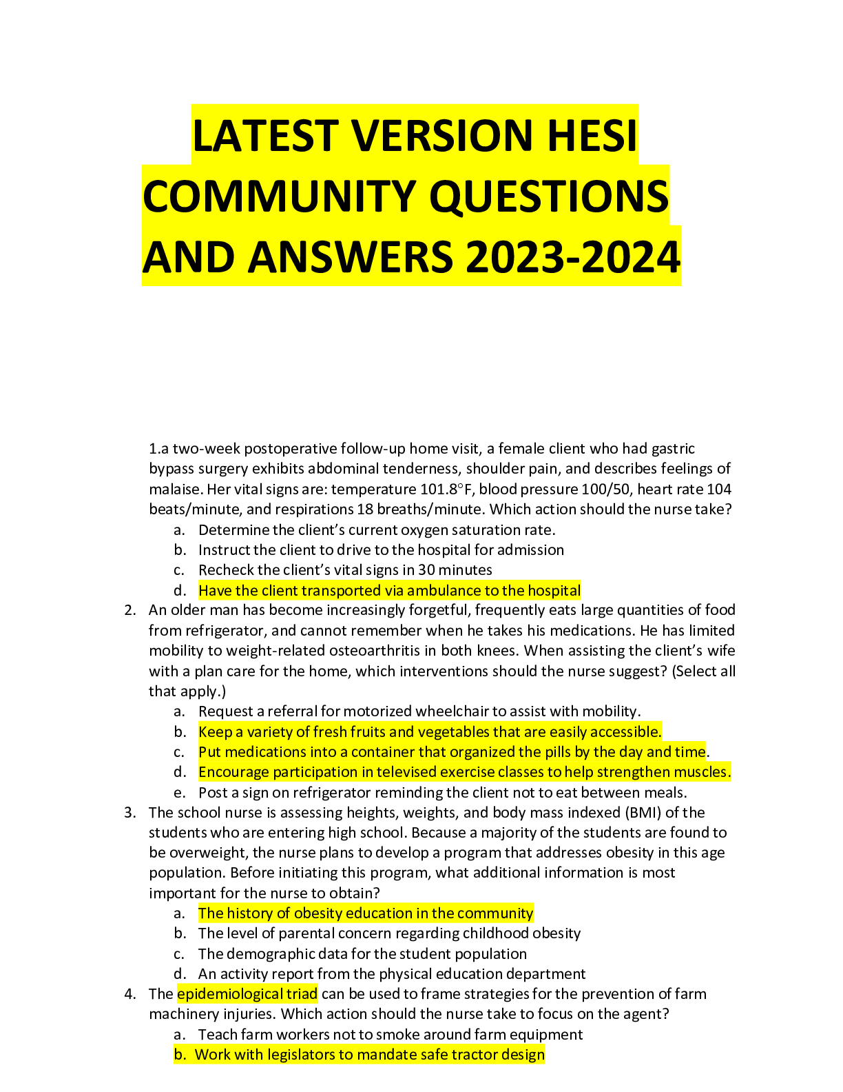 Preview image for LATEST VERSION HESI COMMUNITY QUESTIONS AND ANSWERS